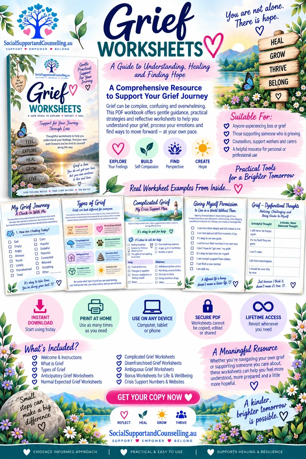 Grief Worksheets - PDF Booklet product image